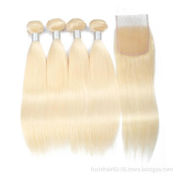 Blonde Straight Bundle And Closure Deals Bundle Hair Wavy Human Hair Lace Frontal Piece Mink Bundle Hair With Closure